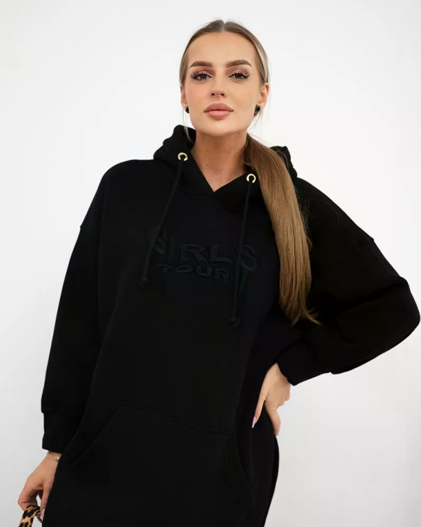 Bluza ocieplana z haftowanym napisem oversize