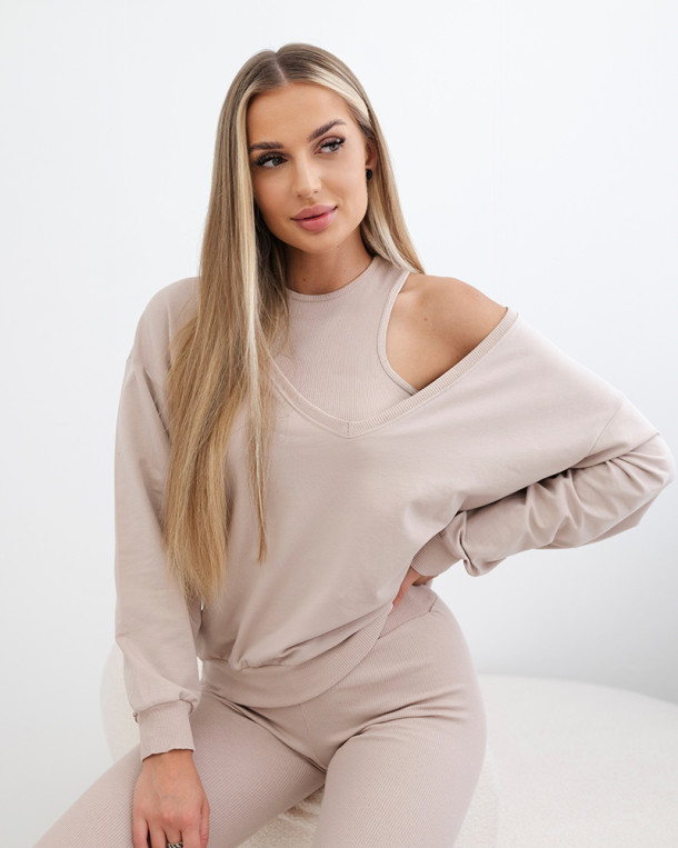 Komplet 3-częściowy bluza + top + legginsy