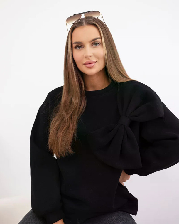Bluza bawełniana ocieplana z duża kokardą