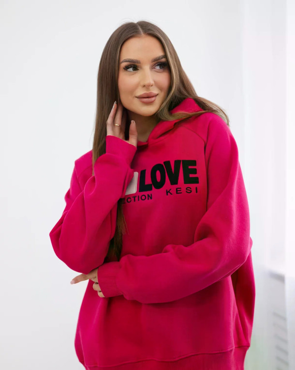 Bluza bawełniana ocieplana z kapturem Love