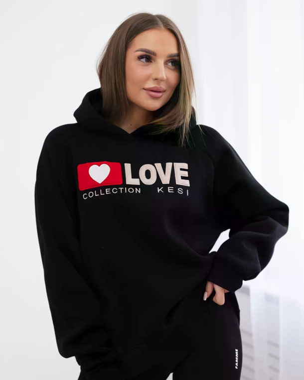 Bluza bawełniana ocieplana z kapturem Love