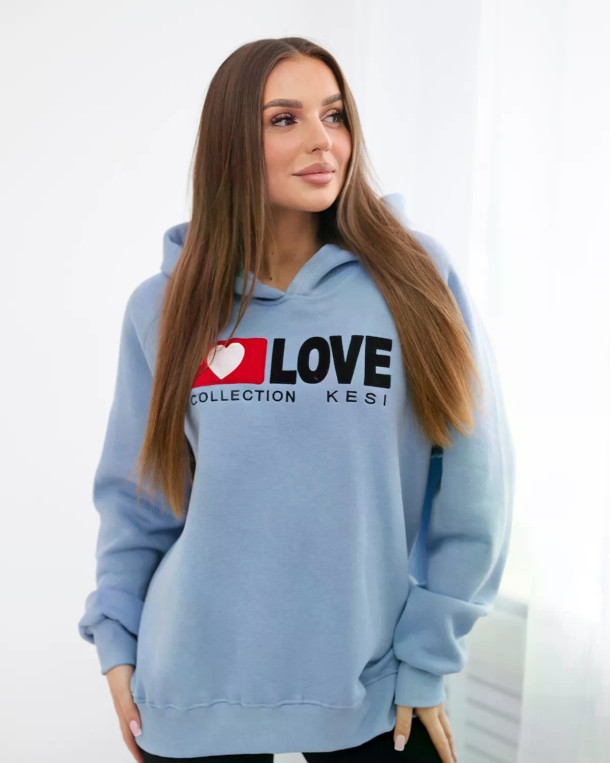 Bluza bawełniana ocieplana z kapturem Love