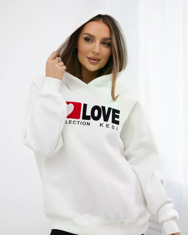 Bluza bawełniana ocieplana z kapturem Love