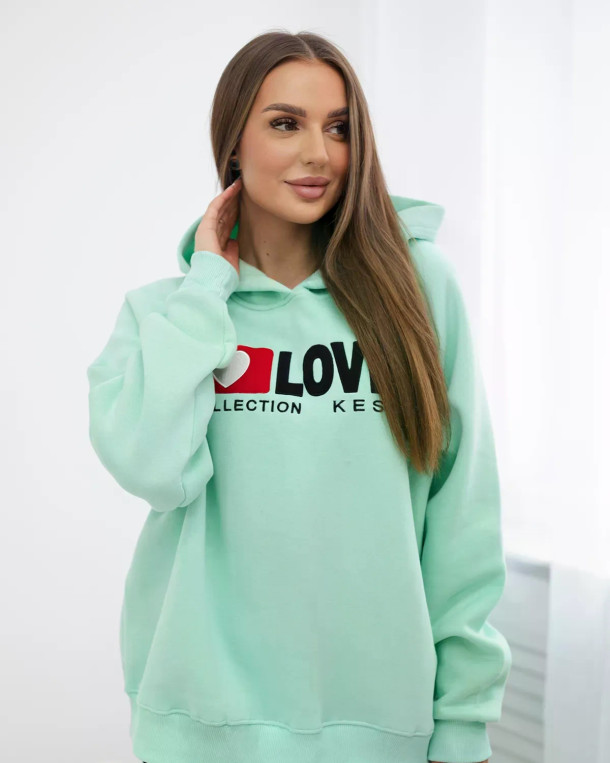 Bluza bawełniana ocieplana z kapturem Love