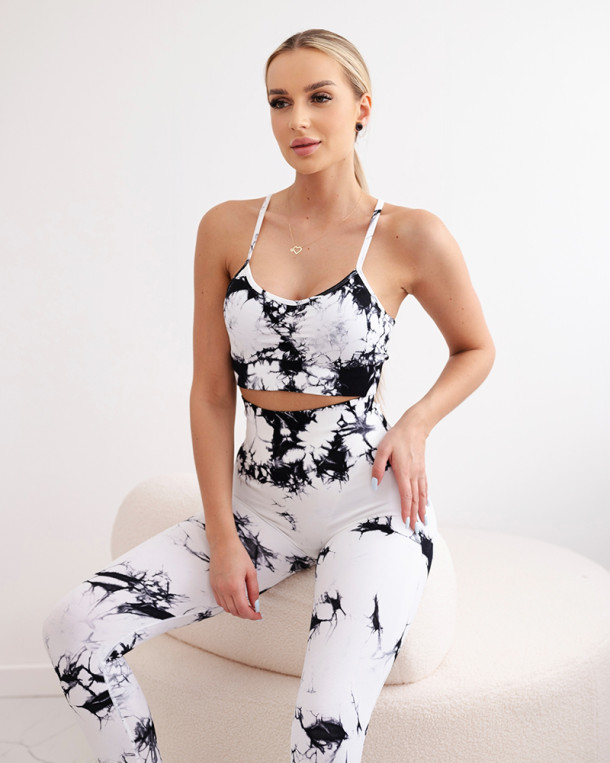 Komplet fitness top z regulowanymi ramiączkami + legginsy push up