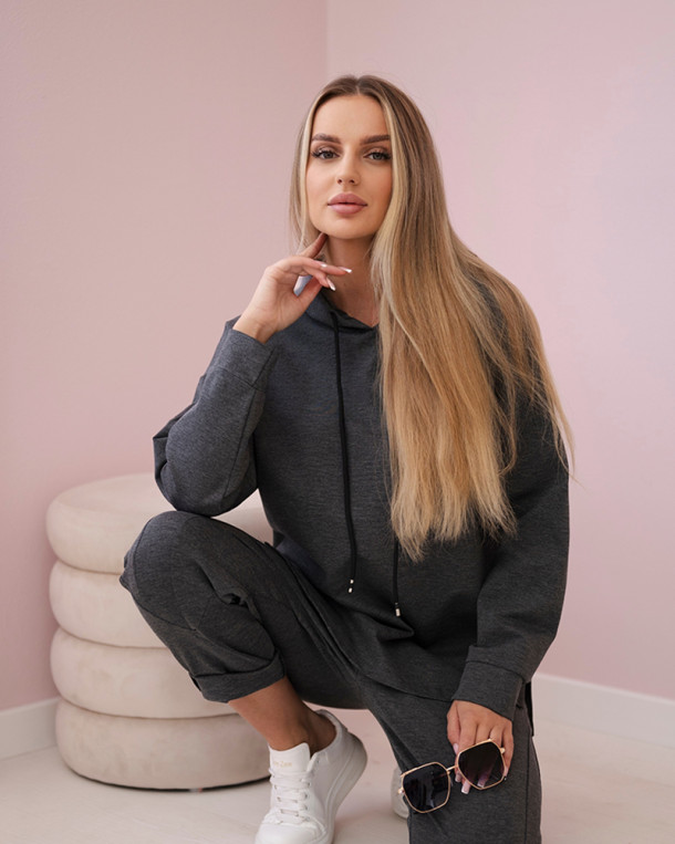 Komplet Punto Milano Winter bluza z kapturem + spodnie ciemny