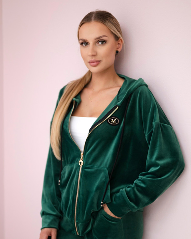 Komplet welurowy bluza z kapturem + spodnie